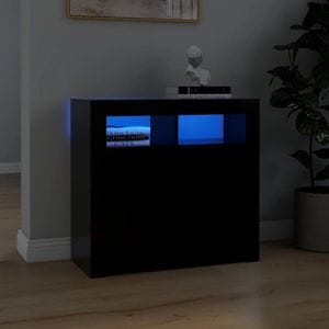 Comoda living VidaXL Sol-804329, lemn, iluminare LED, 80 x 35 x 75 cm, negru