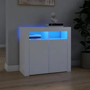 Servanta cu lumini LED, alb, 80x35x75 cm, sol-804328