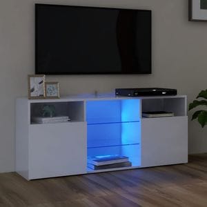 Comoda TV cu lumini LED, alb extralucios, 120x30x50 cm, sol-804307