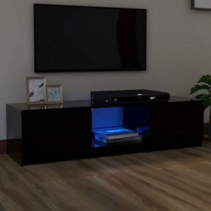 Comoda TV cu lumini LED, negru, 140x40x35,5 cm, sol-804293