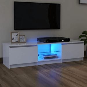 Comoda TV cu lumini LED, alb, 140x40x35,5 cm, sol-804292