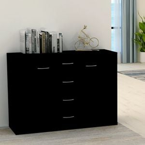 Comoda living VidaXL Sol-800685, PAL, 88 x 30 x 65 cm, negru
