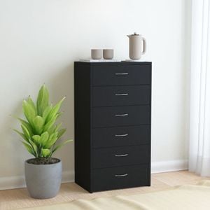 Servanta cu 6 sertare, negru, 50x34x96 cm , PAL, sol-800667