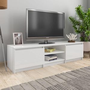 Comoda TV VidaXL Sol-800654, PAL, 140 x 40 x 35.5 cm, alb extralucios