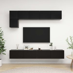 Mobila living VidaXL Sol-3078799, PAL, 5 piese, negru