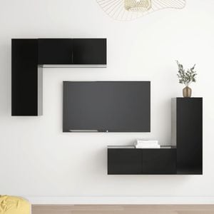 Set comode TV, 4 piese, negru, PAL, sol-3078794