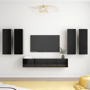 Set comode TV, 6 piese, negru, PAL, sol-3078785