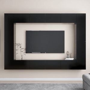 Set dulapuri TV, 8 piese, negru, PAL, sol-3078775