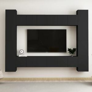 Set dulapuri TV, 10 piese, negru, PAL, sol-3078757