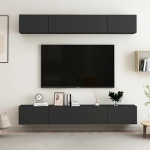 Mobila living VidaXL Sol-3078746, PAL, 4 piese, negru