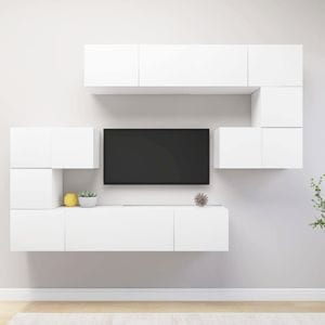 Set dulap TV, 8 piese, alb, PAL, sol-3078723