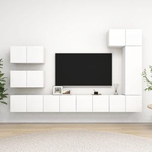 Set dulapuri TV, 8 piese, alb, PAL, sol-3078716