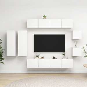 Mobila living VidaXL, PAL, 8 piese, alb