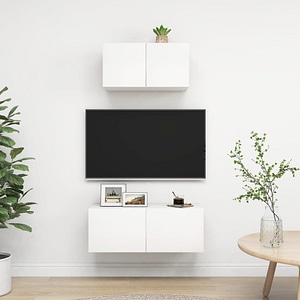 Mobila living VidaXL, PAL, 60 x 30 x 30 cm, 2 piese, alb