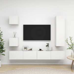 Set dulap TV, 5 piese, alb, PAL