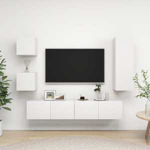 Set dulap TV, 5 piese, alb, PAL