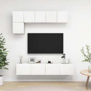 Mobila living VidaXL, PAL, 5 piese, alb