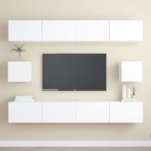Mobila living VidaXL, PAL, 6 piese, alb
