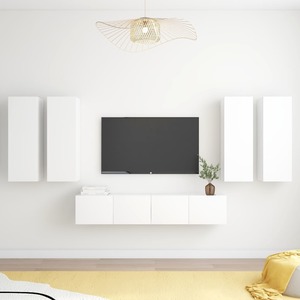 Mobila living VidaXL, PAL, 6 piese, alb
