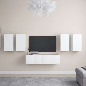 Set dulapuri TV, 6 piese, alb, PAL