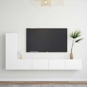 Mobila living VidaXL, PAL, 3 piese, alb