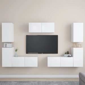 Set mobila living VidaXL, PAL, 7 piese, alb