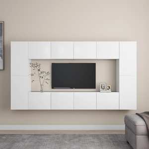 Set de dulapuri TV, 8 piese, alb, PAL