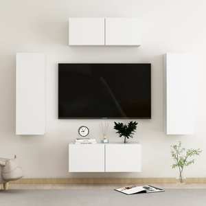 Set dulapuri TV VidaXL, PAL, 4 piese, alb