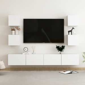 Dulap TV VidaXL, PAL, 30.5-100 x 30 x 30 cm, 6 bucati, alb