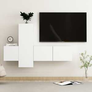 Mobila living VidaXL, PAL, 3 piese, alb