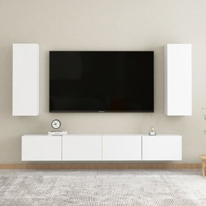 Mobila living VidaXL, PAL, 4 piese, alb