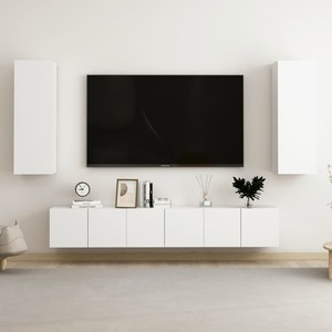Set dulapuri TV VidaXL, PAL, 5 bucati, alb