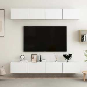 Comode TV, 4 buc., alb, 100x30x30 cm, PAL