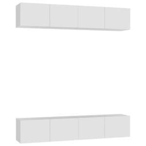 Comode TV, 4 piese, alb, 80x30x30 cm, PAL