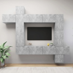 Set dulapuri TV, 9 piese, gri beton, PAL