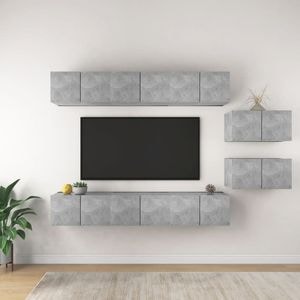 Mobila living VidaXL, PAL, 8 piese, gri beton