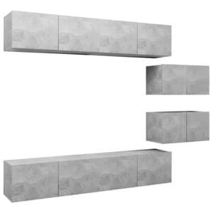 Set dulapuri TV, 6 piese, gri beton, PAL
