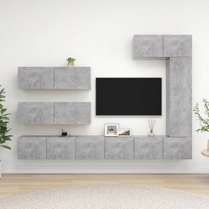 Set dulapuri TV, 7 piese, gri beton, PAL