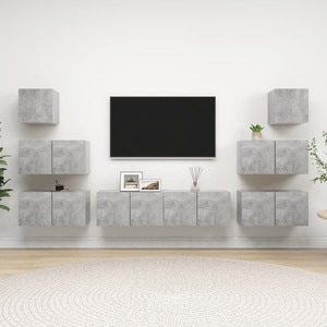 Mobila living VidaXL, PAL, 8 piese, gri beton