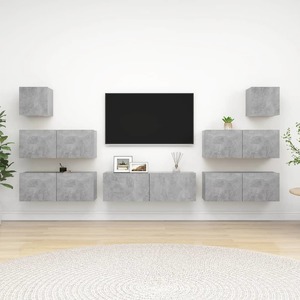 Mobila living VidaXL, PAL, 7 piese, gri beton