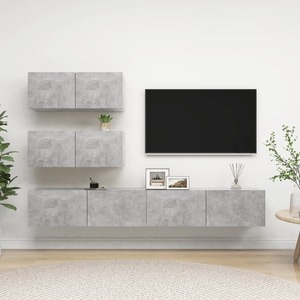 Set mobila living VidaXL, PAL, 4 piese, gri beton