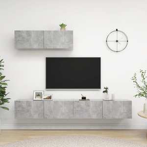Mobila living VidaXL, PAL, 3 piese, gri beton