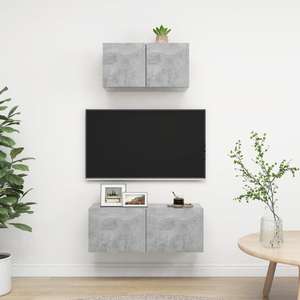Mobila living VidaXL, PAL, 2 piese, gri beton