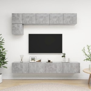 Mobila living VidaXL, PAL, 5 piese, gri beton