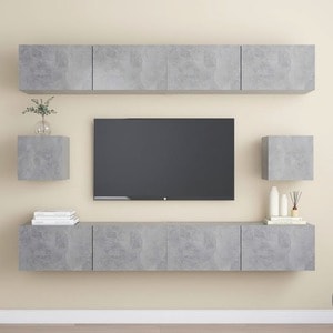 Set mobila living VidaXL, PAL, 6 piese, gri beton