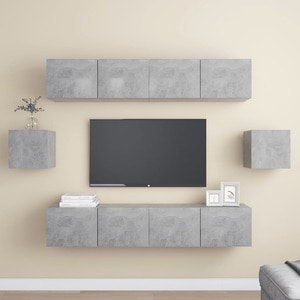 Mobila living VidaXL, PAL, 6 piese, gri beton