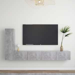 Set dulap TV, 3 piese, gri beton, PAL