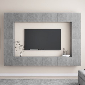 Set dulapuri TV VidaXL, PAL, 8 piese, gri beton