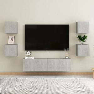 Mobila living VidaXL, PAL, 6 piese, gri beton