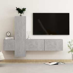Set comode TV, 3 buc., gri beton, PAL